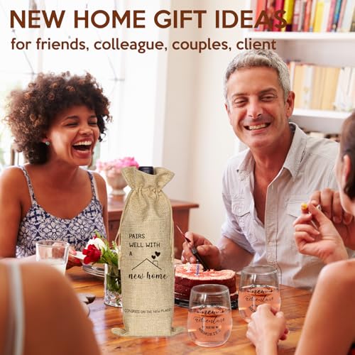 New Home Stemless Wine Glass & Bottle Gift Bag