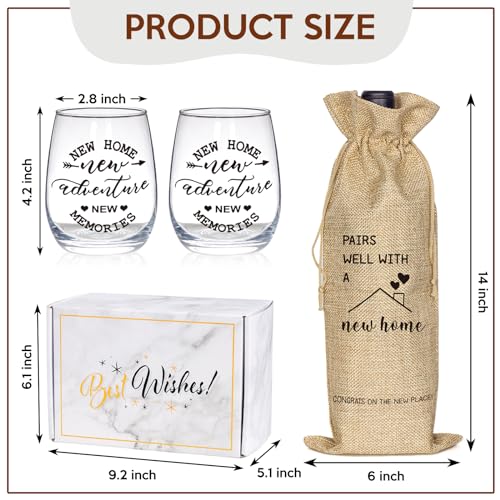 New Home Stemless Wine Glass & Bottle Gift Bag