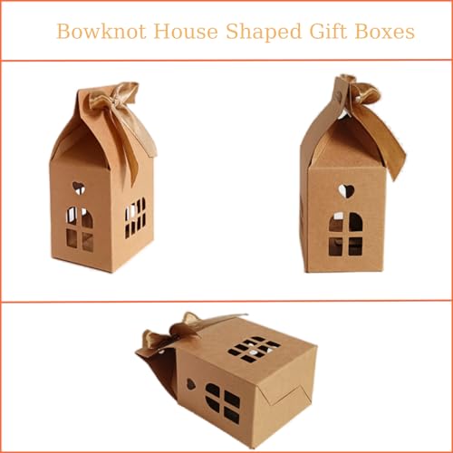 30 Bowknot Kraft Paper House Shaped Real Estate Gift Boxes