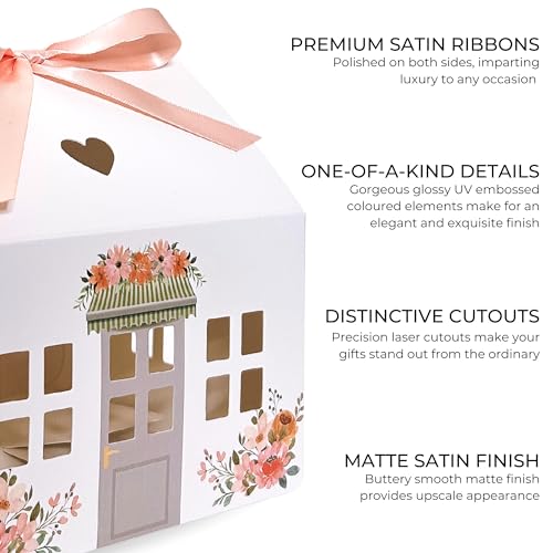 20 Small House Gift Boxes with Ribbons