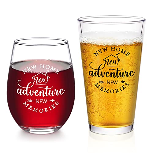 New Home Stemless Wine and Beer Glass Set
