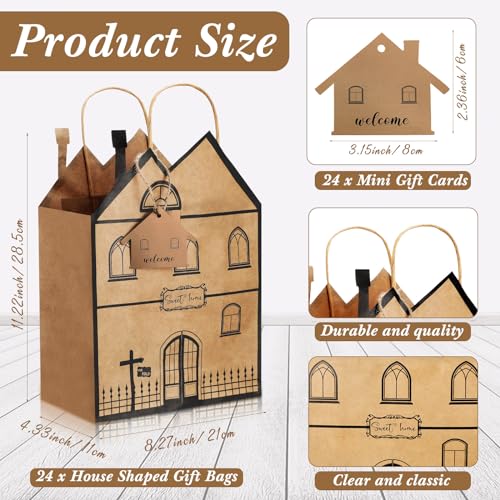 24 House Shaped Gift Bags with Mini Cards