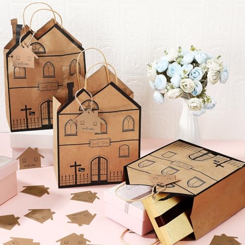 24 House Shaped Gift Bags with Mini Cards