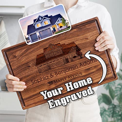Personalized Engraved Cutting Board with Custom Home Drawing