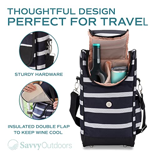 Insulated Wine Tote Bag with Stemless Glasses & Pouch