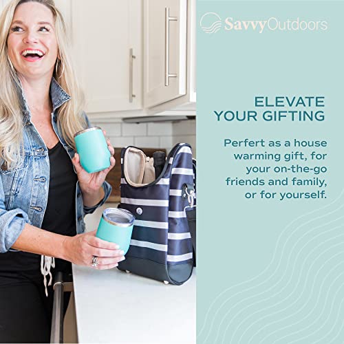 Insulated Wine Tote Bag with Stemless Glasses & Pouch