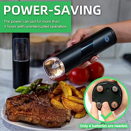 Adjustable Coarseness Gravity Salt Pepper Grinder Set, LED Light