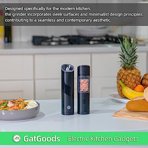 Adjustable Coarseness Gravity Salt Pepper Grinder Set, LED Light