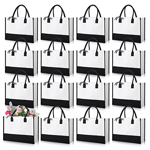 Personalized Black & White Canvas Tote Bags - Set of 12