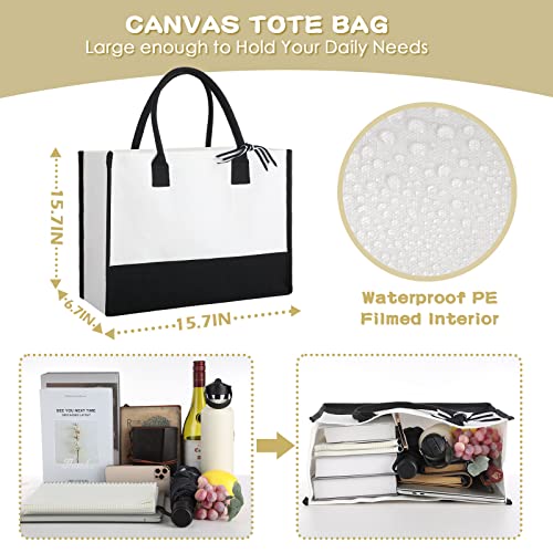 Personalized Black & White Canvas Tote Bags - Set of 12