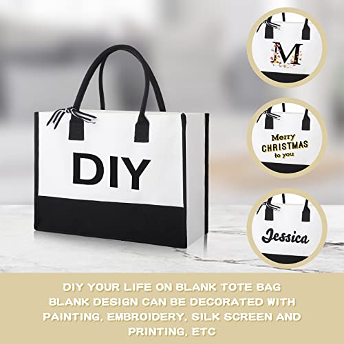 Personalized Black & White Canvas Tote Bags - Set of 12