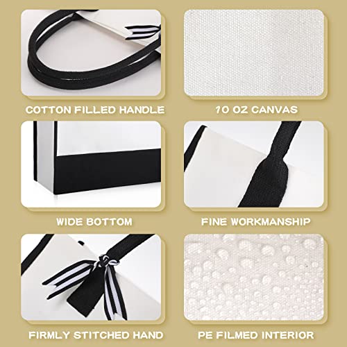 Personalized Black & White Canvas Tote Bags - Set of 12