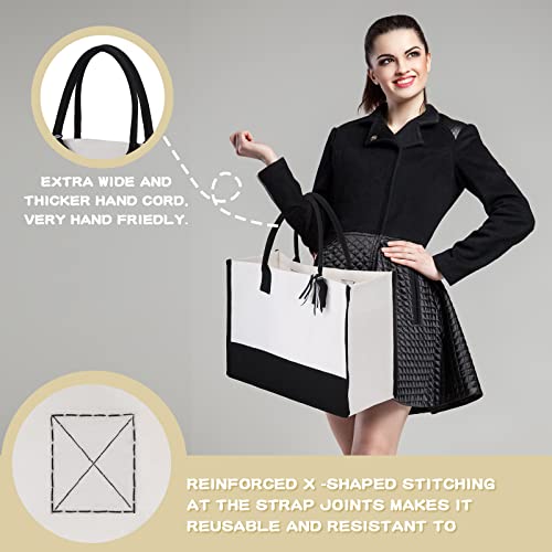 Personalized Black & White Canvas Tote Bags - Set of 12