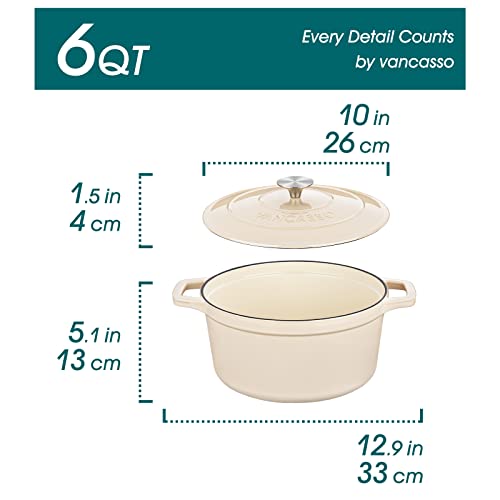 6qt Enamel Coated Cast Iron Dutch Oven, White