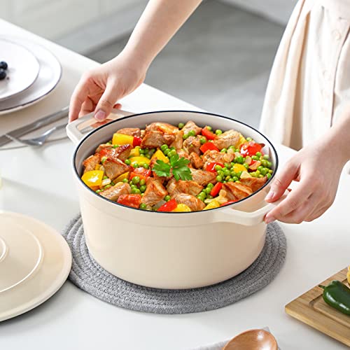 6qt Enamel Coated Cast Iron Dutch Oven, White