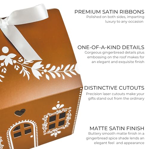 Gingerbread House Shaped Gift Boxes with Ribbons