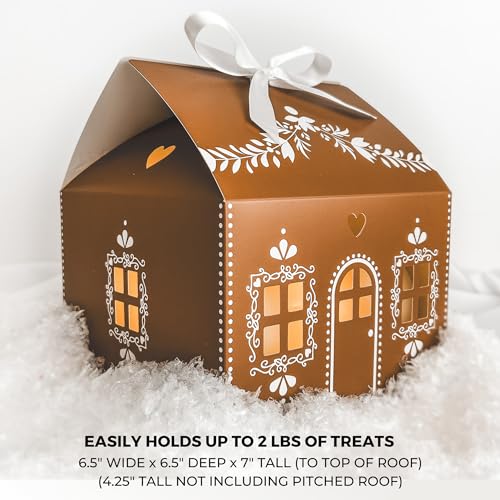 Gingerbread House Shaped Gift Boxes with Ribbons