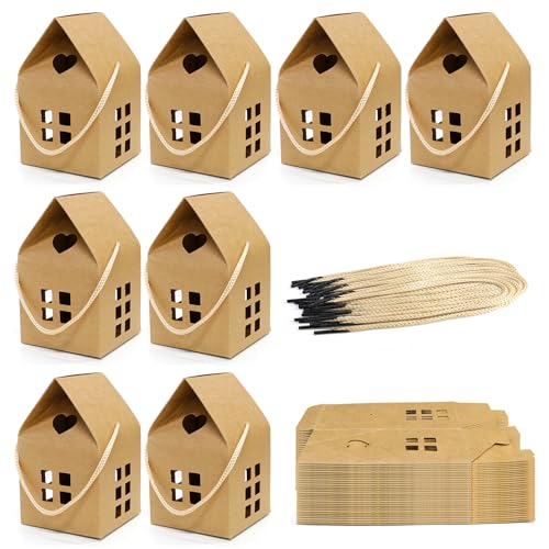 30 Brown House Shaped Party Favor Boxes