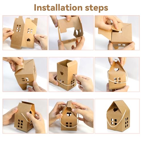 30 Brown House Shaped Party Favor Boxes