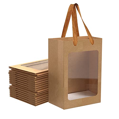 12 Brown Paper Gift Bags with Window for Real Estate Events