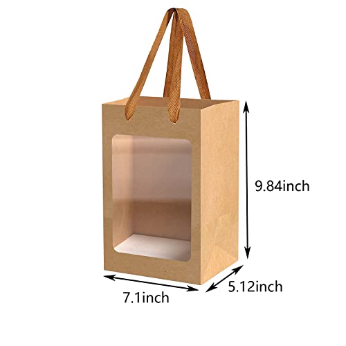 12 Brown Paper Gift Bags with Window for Real Estate Events