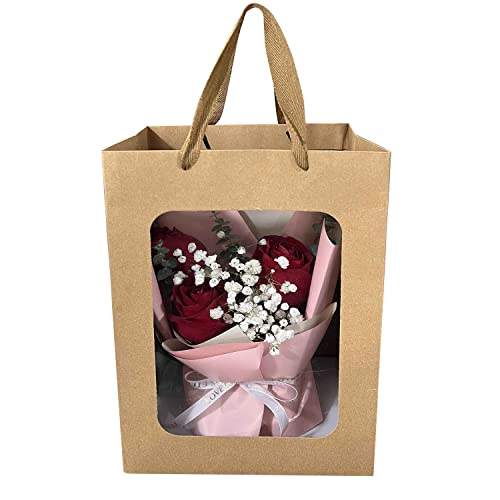 12 Brown Paper Gift Bags with Window for Real Estate Events