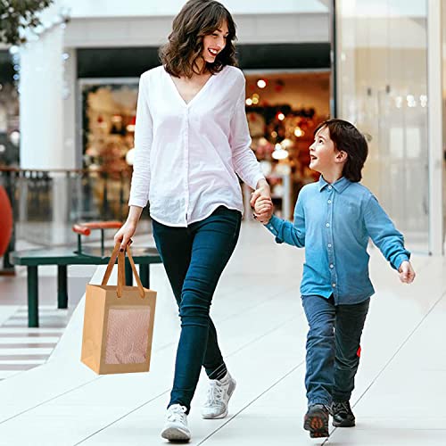 12 Brown Paper Gift Bags with Window for Real Estate Events