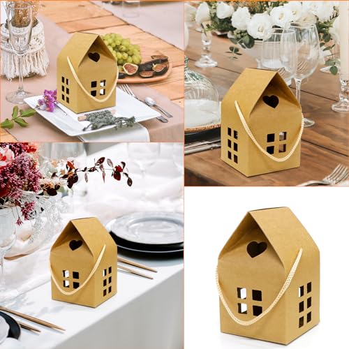 30 Brown House Shaped Party Favor Boxes