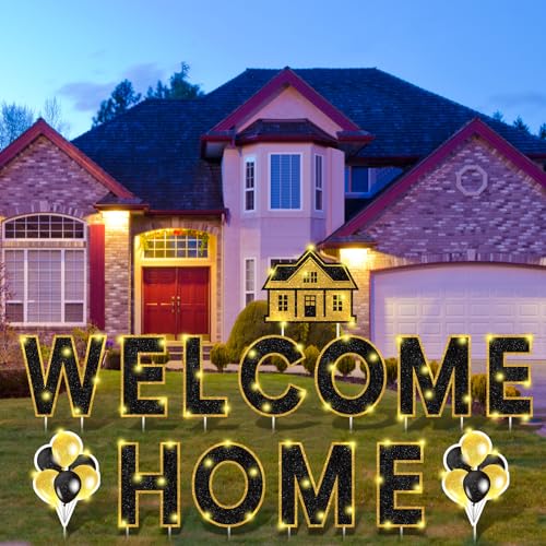 14 Pcs Welcome Home Lawn Sign with LED Lights