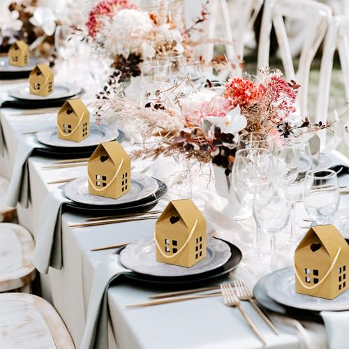 30 Brown House Shaped Party Favor Boxes