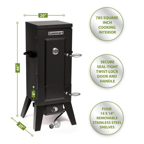 Cuisinart Vertical Propane Smoker with Temperature Control, Black