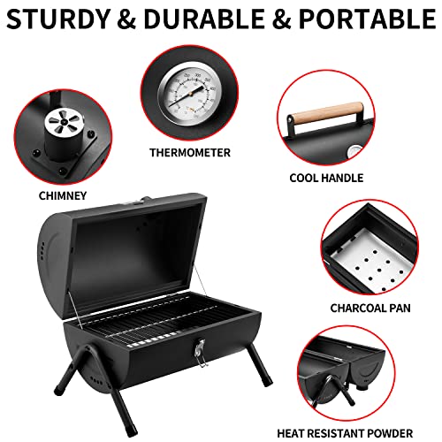 DNKMOR BLACK Portable Tabletop Charcoal BBQ Grill