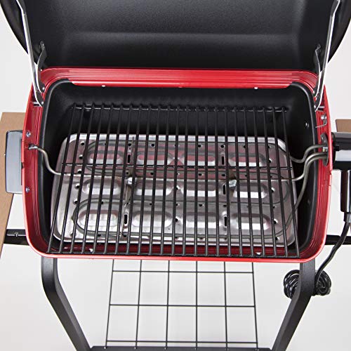 Portable Electric Cart Grill with Folding Tables - Red