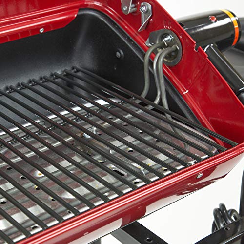 Portable Electric Cart Grill with Folding Tables - Red