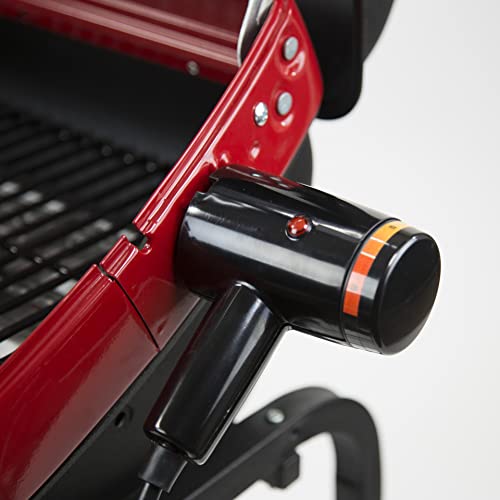 Portable Electric Cart Grill with Folding Tables - Red