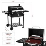 Royal Gourmet 24-Inch Charcoal Grill with Side Tables