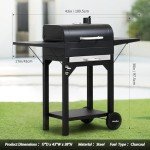 Heavy-Duty Charcoal Grill with Side Tables