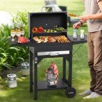 Heavy-Duty Charcoal Grill with Side Tables