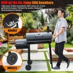 SUNLIFER Charcoal Grill and Offset Smoker Combo