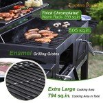 Extra Large Charcoal BBQ Grill with Side Tables