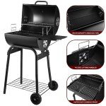 Charcoal Grill with Side Table for Outdoor BBQ