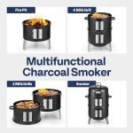 VIVOHOME 3-in-1 Vertical Charcoal BBQ Smoker