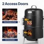 VIVOHOME 3-in-1 Vertical Charcoal BBQ Smoker