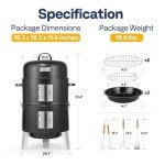 VIVOHOME 3-in-1 Vertical Charcoal BBQ Smoker