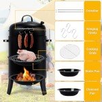 32" Vertical Charcoal Smoker Grill with Thermometer