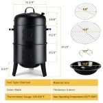 32" Vertical Charcoal Smoker Grill with Thermometer