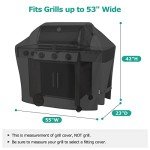 Heavy Duty 55 Inch BBQ Grill Cover - Black