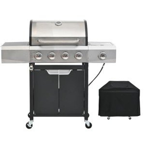 Stainless Steel 4-Burner Propane BBQ Grill with Cover