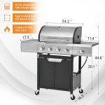 Stainless Steel 4-Burner Propane BBQ Grill with Cover