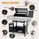 Stainless Steel 4-Burner Propane BBQ Grill with Cover
